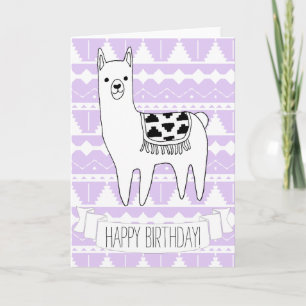 Trendy Modern Sketchy Aztec Llama Happy Birthday Kaart