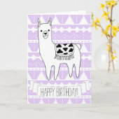 Trendy Modern Sketchy Aztec Llama Happy Birthday Kaart (Gele Bloem)