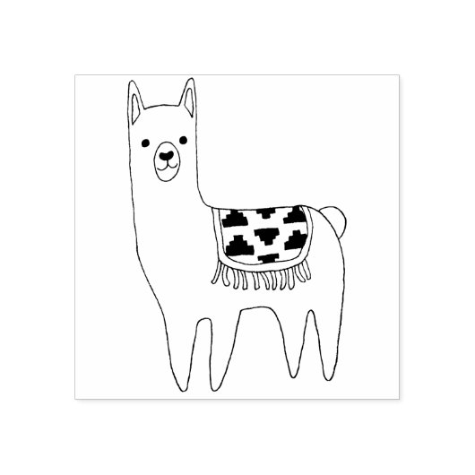Trendy Modern Sketchy Aztec Llama Rubberstempel (Afrduk)