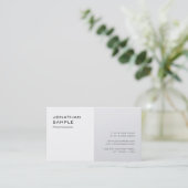 Trendy Modern Slank Design Silver White Plain Visitekaartje (Staand voorkant)
