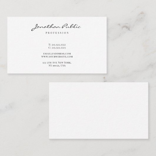 Trendy Modern Sleek Minimalist Template Script Visitekaartje (Voorkant / Achterkant)