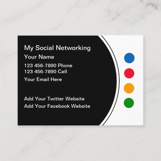 Trendy Modern Social Networking Business Cards Visitekaartje (Voorkant)