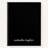 Trendy Modern Solid Black Script Monogram naam Notitieboek (Voorkant)