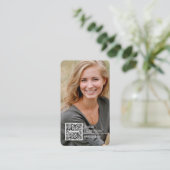Trendy Modern Stijlvolle QR-codefoto Visitekaartje (Staand voorkant)