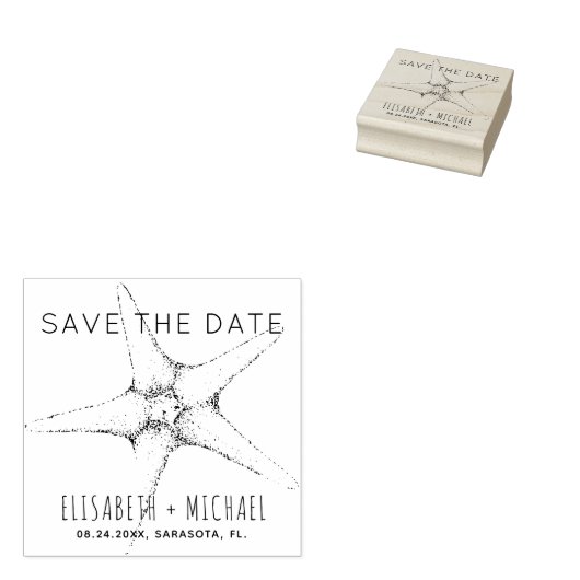 Trendy modern strand tropische bruiloft sparen de  rubberstempel (Gestempeld)
