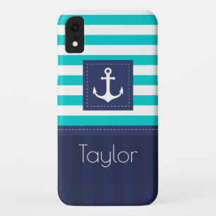 Trendy Modern Striped Nautical Design Custom Case-Mate iPhone Case