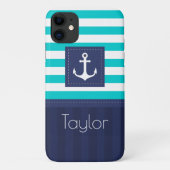 Trendy Modern Striped Nautical Design Custom Case-Mate iPhone Case (Achterkant)