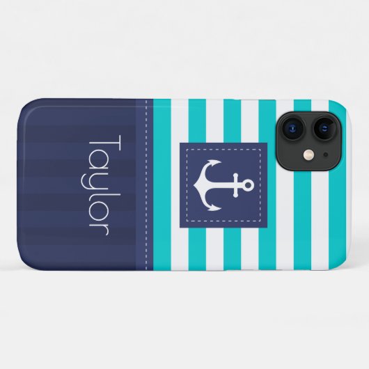 Trendy Modern Striped Nautical Design Custom Case-Mate iPhone Case (Achterkant (horizontaal))