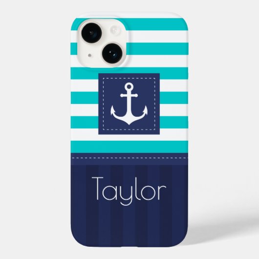 Trendy Modern Striped Nautical Design Custom Hoesj Case-Mate iPhone Case (Achterkant)