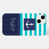 Trendy Modern Striped Nautical Design Custom Hoesj Case-Mate iPhone Case (Achterkant (horizontaal))
