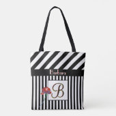 Trendy Modern Stripes Monogram Name Tote Bag (Achterkant)