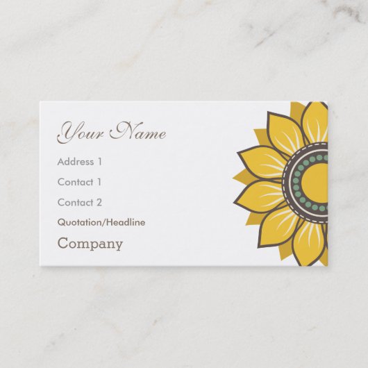 Trendy Modern Sunflower Floral Design Visitekaartje (Voorkant)
