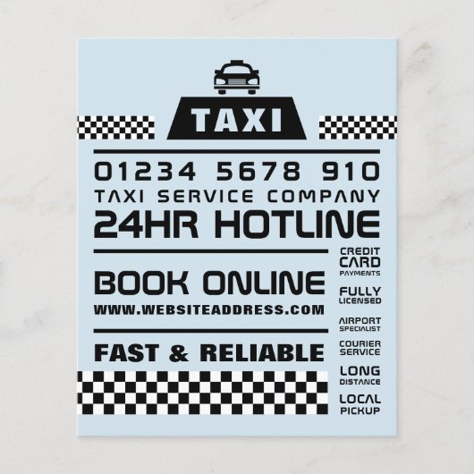 Trendy & Modern, Taxi Bedrijf met Prijslijst Flyer (Voorkant)