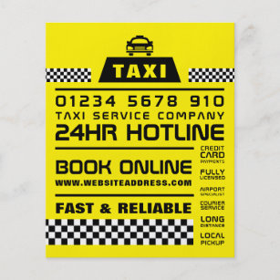 Trendy & Modern, Taxi Cab Firma met Prijslijst Flyer