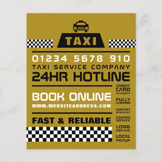 Trendy & Modern, Taxi Cab Firma met Prijslijst Flyer (Voorkant)