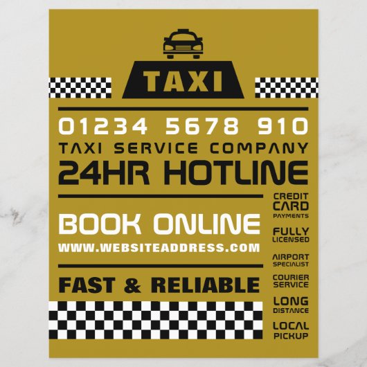 Trendy & Modern, Taxibedrijf met Prijslijst Flyer (Voorkant)