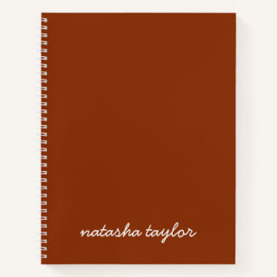 Trendy Modern Terracotta Script Monogram Naam Notitieboek