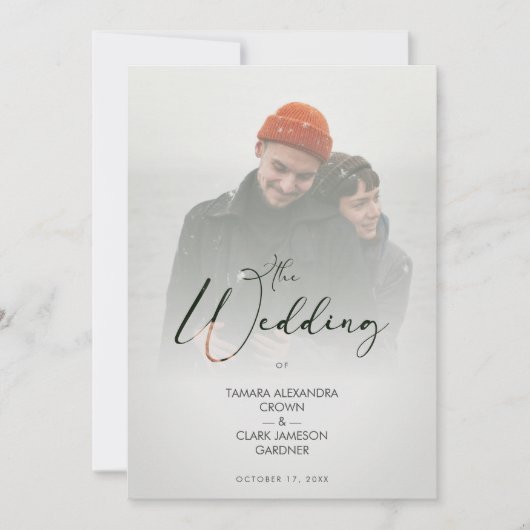 Trendy Modern Transparency Vellum Effect Wedding Kaart (Voorkant)