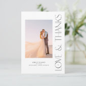 Trendy Modern Type Love & Bedankt 2 Photo Wedding (Staand voorkant)