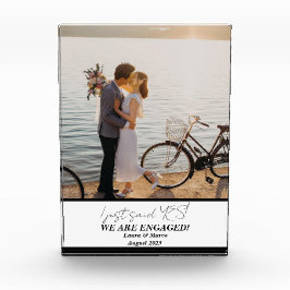 Trendy Modern Verloving Couple Photo Block Fotoblokken