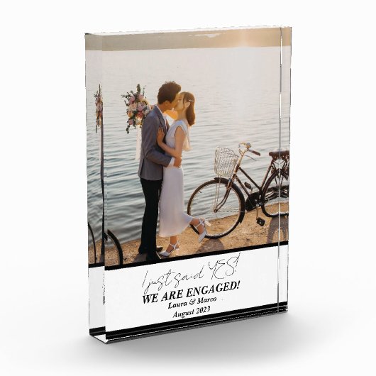 Trendy Modern Verloving Couple Photo Block Fotoblokken (Links)