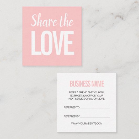 Trendy modern verwijzen naar een vriend roze visit vierkante visitekaartje (Voorkant / Achterkant)