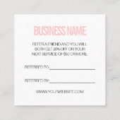 Trendy modern verwijzen naar een vriend roze visit vierkante visitekaartje (Achterkant)