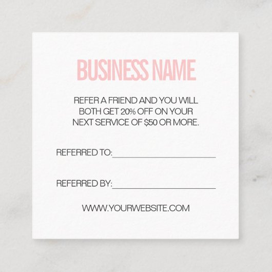 Trendy modern verwijzen naar een vriend roze visit vierkante visitekaartje (Achterkant)