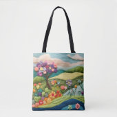 Trendy modern vilten bloemlandschap tote bag (Voorkant)