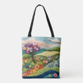 Trendy modern vilten bloemlandschap tote bag (Achterkant)