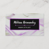 Trendy Modern Violet Paarse Marble Hand Lettered Visitekaartje (Voorkant)