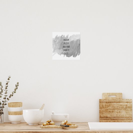 trendy modern waterverf grijs en wit citaat toevoe poster (Keuken)