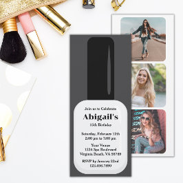 Trendy Modern White & Black Nail Poolse verjaardag Kaart