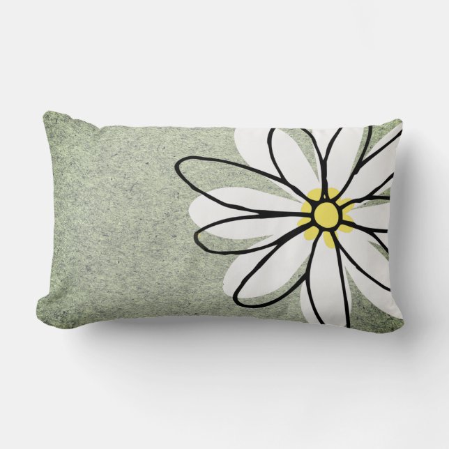 Trendy Modern White Doodle Daisy Grey Kussen (Voorkant)