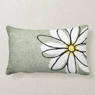 Trendy Modern White Doodle Daisy Grey Kussen