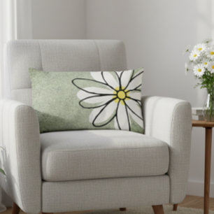 Trendy Modern White Doodle Daisy Grey Kussen