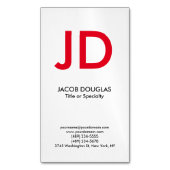 Trendy modern wit grijs vet monogram magnetisch visitekaartje (Voorkant Verticaal)