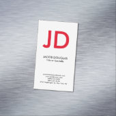 Trendy modern wit grijs vet monogram magnetisch visitekaartje (Voorbeeld)