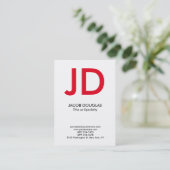 Trendy modern wit grijs vet monogram visitekaartje (Staand voorkant)