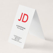 Trendy modern wit rood vet monogram visitekaartje (Voorkant)