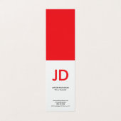 Trendy modern wit rood vet monogram visitekaartje (Buitenkant ongevouwen)