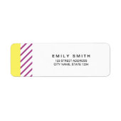Trendy Modern Yellow and Paars Stripes Address Etiket (Voorkant)