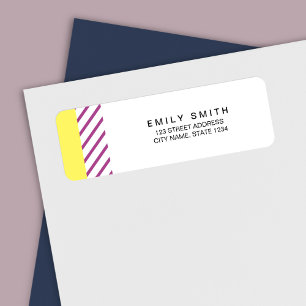 Trendy Modern Yellow and Paars Stripes Address Etiket