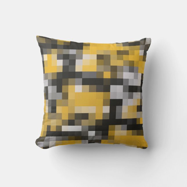 Trendy Modern Yellow Black Mosaic Pattern Buitenkussen (Voorkant)