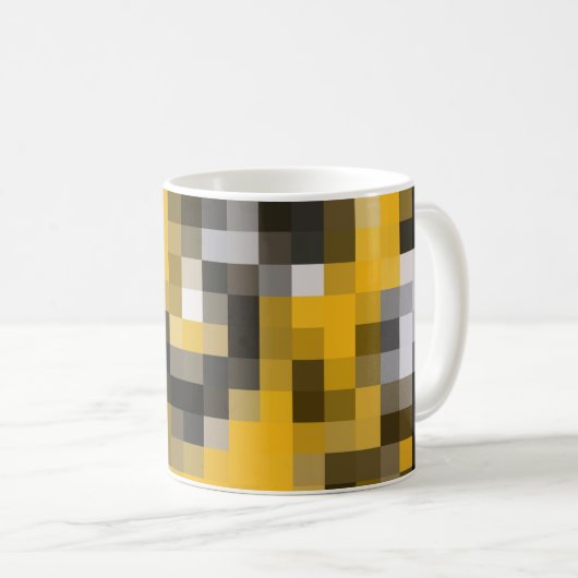 Trendy Modern Yellow Black Mosaic Pattern Koffiemok (Voorkant rechts)