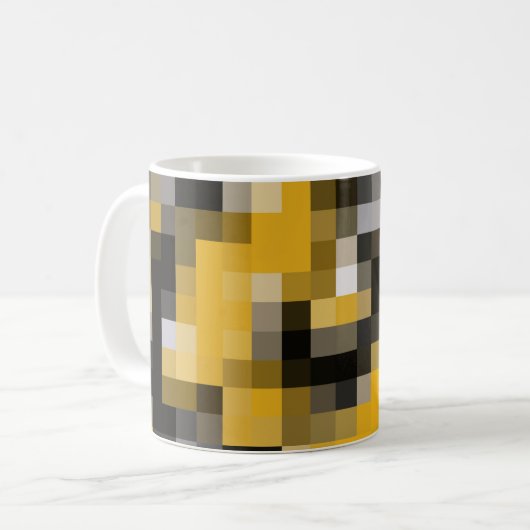 Trendy Modern Yellow Black Mosaic Pattern Koffiemok (Voorkant links)