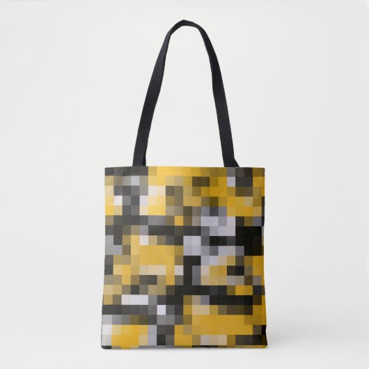 Trendy Modern Yellow Black Mosaic Pattern Tote Bag (Voorkant)