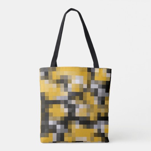 Trendy Modern Yellow Black Mosaic Pattern Tote Bag (Achterkant)