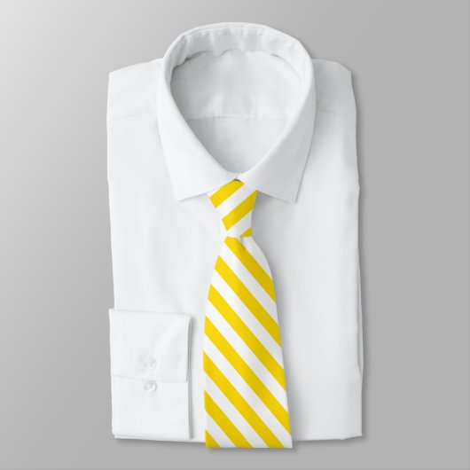 Trendy Modern Yellow White Striped Sjabloon Chic Stropdas (Gebonden)