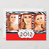 Trendy Modern Zebra Striped Afstuderen Invitation Kaart (Voorkant)